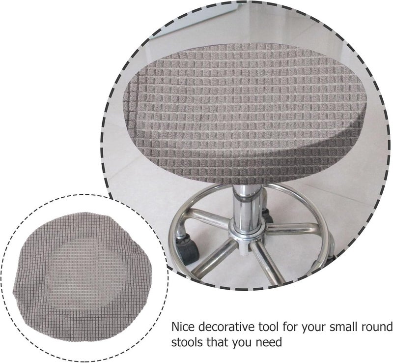 ABOOFAN 2pcs Gray Polyester Round Stool Covers Soft Fleece Home Chair Protectors Portable Seat Slipcovers for Household Use - Image 3