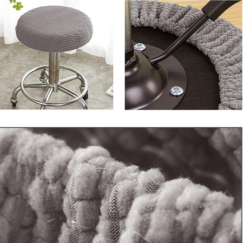 ABOOFAN 2pcs Gray Polyester Round Stool Covers Soft Fleece Home Chair Protectors Portable Seat Slipcovers for Household Use - Image 5