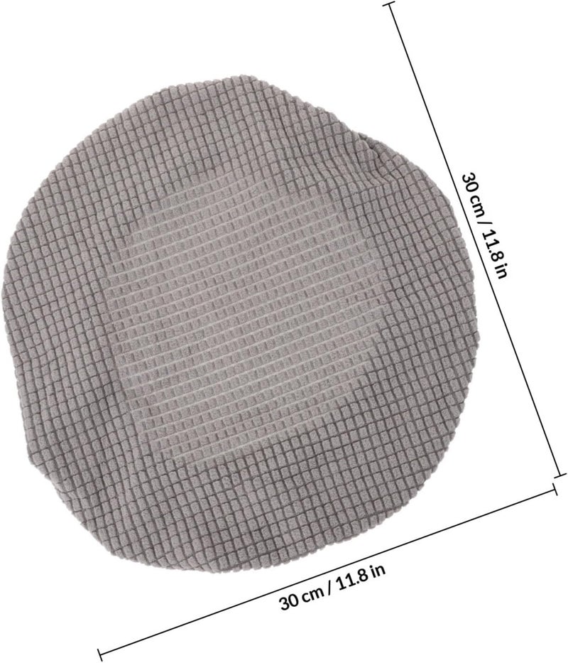 ABOOFAN 2pcs Gray Polyester Round Stool Covers Soft Fleece Home Chair Protectors Portable Seat Slipcovers for Household Use - Image 2