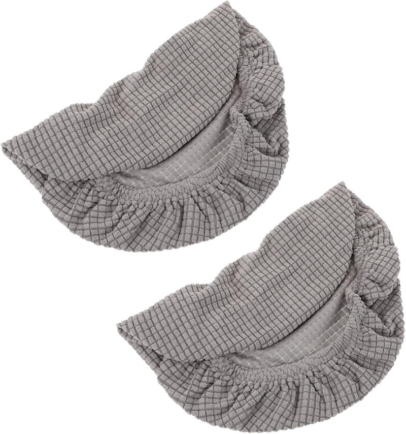ABOOFAN 2pcs Gray Polyester Round Stool Covers Soft Fleece Home Chair Protectors Portable Seat Slipcovers for Household Use - Image 1
