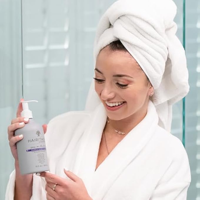Hairitage PASS ON THE BRASS PURPLE SHAMPOO AND CONDITIONER FOR COLOR-TREATED HAIR - CORRECTS BRASSY TONES, MOISTURIZES BLONDE AND GRAY HAIR ENDS - 13 OZ - Image 3