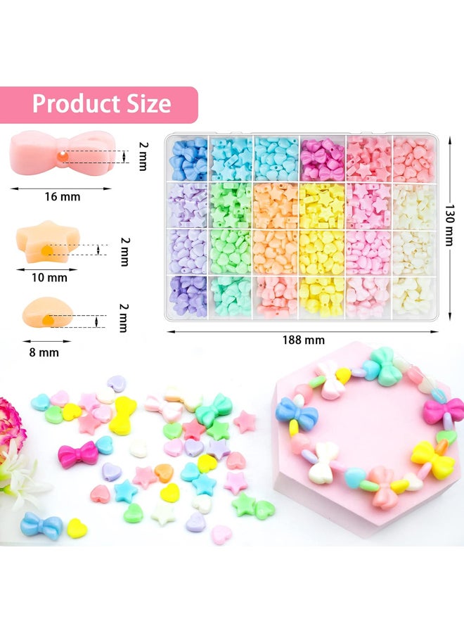 Bowknot Heart Stars Loose Round Acrylic Plastic Plastic Beads in 8 Mixed Pastel Candy Colors - Image 4