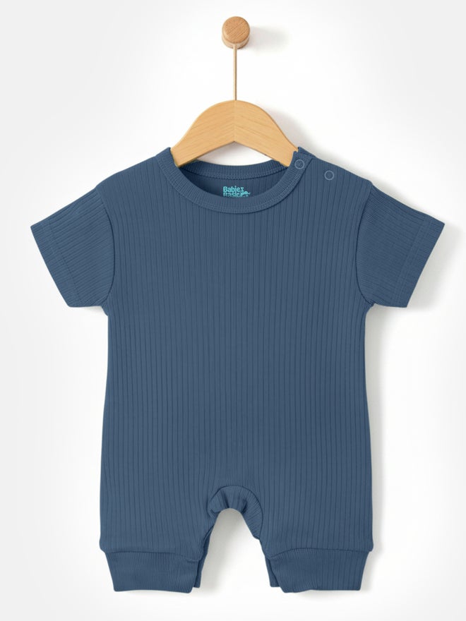 Babies Basic Premium Ribbed Cotton Short Sleeves Romper - Image 4