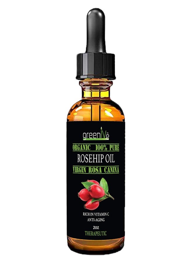 GreenIVe Rosehip Oil Rosa Canina 100% Pure Cold Pressed Virgin Oil Glass Dropper Easy Application (2 Fl Oz) - Image 2