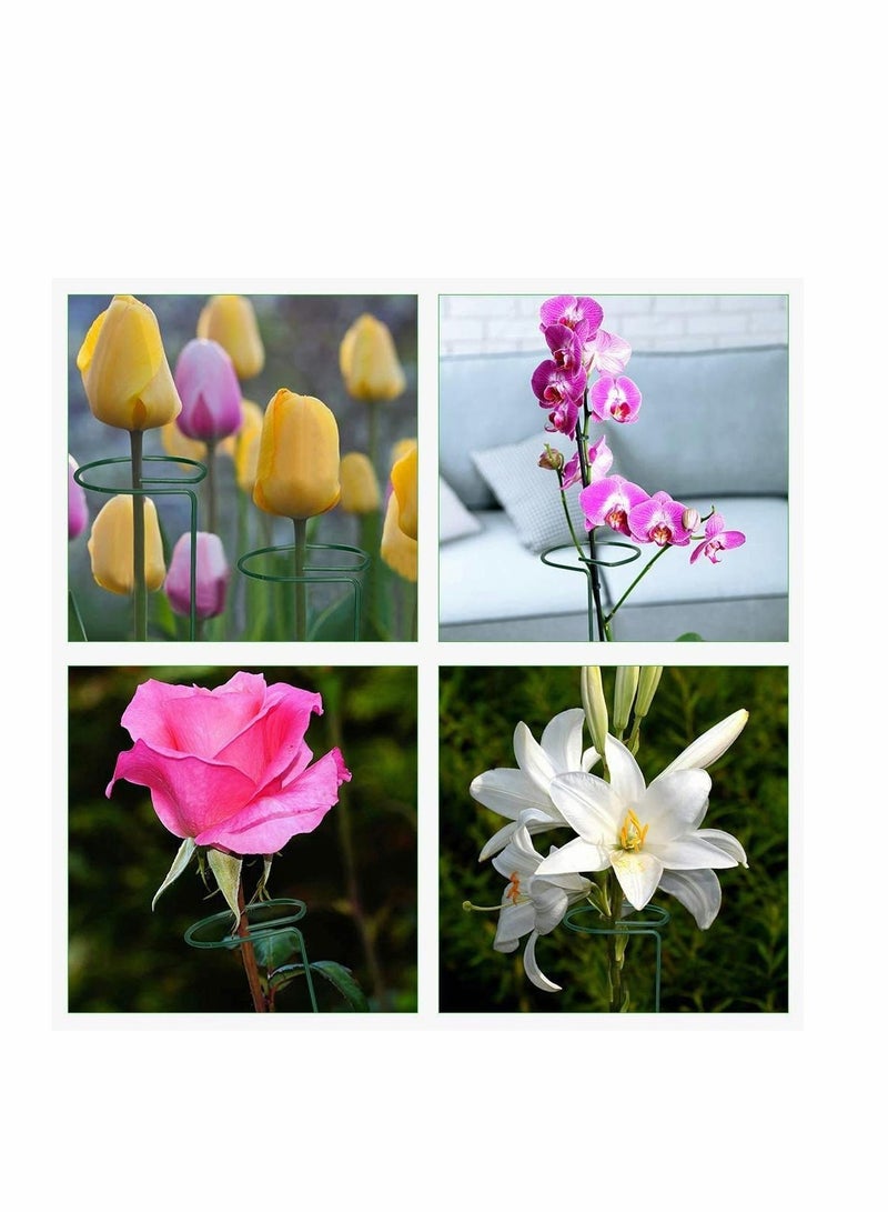 KASTWAVE 12 Packs Garden Flower Support Plant Support Ring Stakes Single Plant Stem Garden Support Stake Protect for Flowers Orchid Peony Lily Rose Sunflower Young Tree Tomatoes Amaryllis Stem, 40CM - Image 2