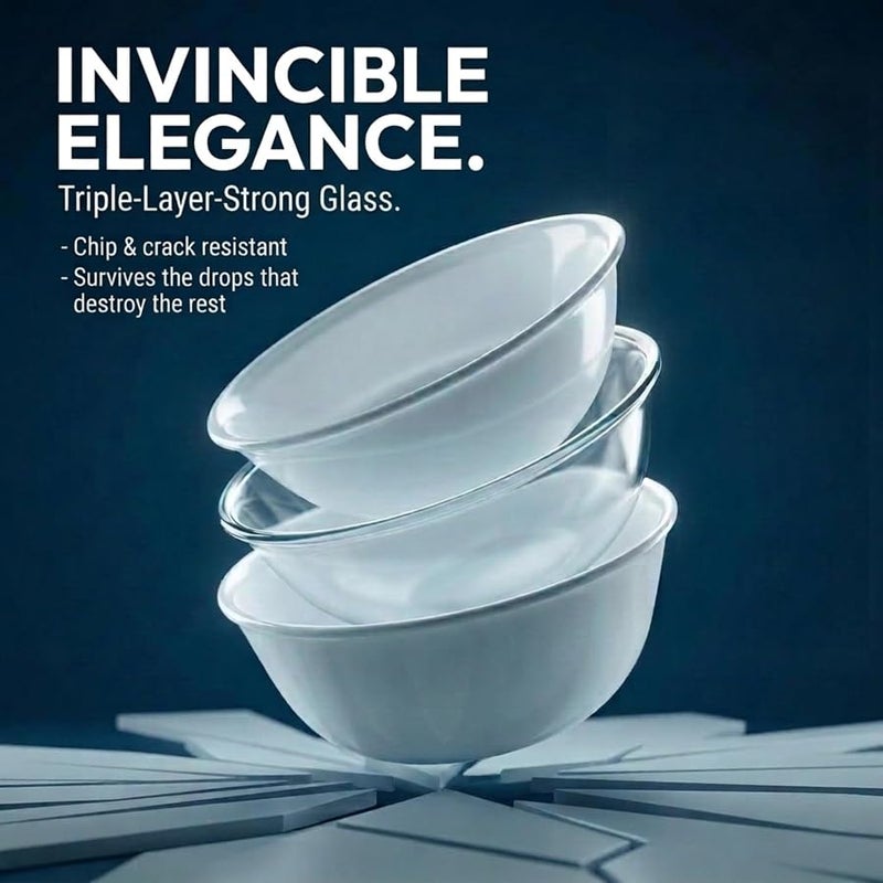 Corelle Vitrelle 28-oz Soup/Cereal Bowls Set of 6, Chip & Crack Resistant Dinnerware Bowls for Soup, Ramen, Cereal and More, Triple Layer Glass, Winter Frost White - Image 4