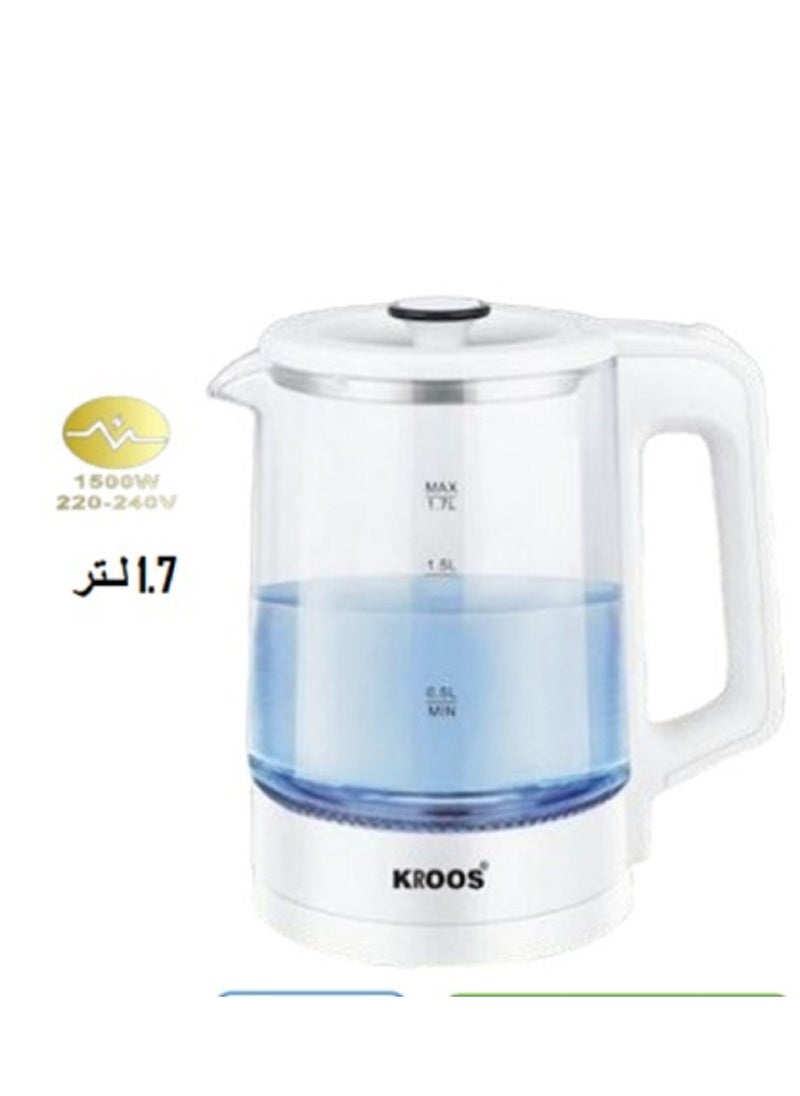 KROOS Cross Electric Glass Kettle 1500 Watt| BPA-free hot water kettle| Automatic shut-off and boil-dry protection KR-5426 