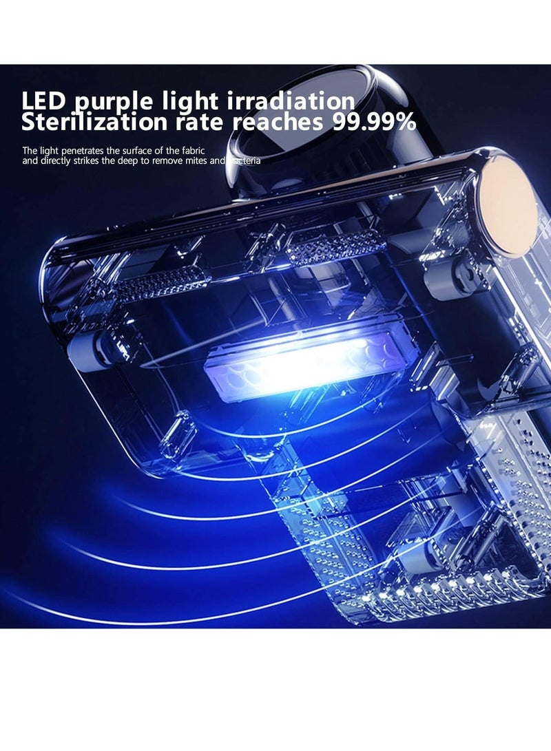 Bed Vacuum Cleaner, Handheld Mattress Cleaner, 8KPa Strong Suction Power and Double Beat, Low Noise,Effectively Clean Up for Bedding, Sofa, Other Fabric Surfaces White - Image 4