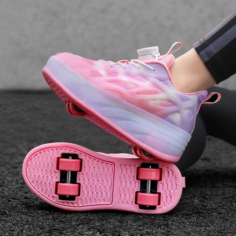 Children'S Heelys Shoes Four-Wheel Deformation Student Roller Skates Boys' Wheel Shoes Girls' Four-Wheel Invisible Skates - Image 2