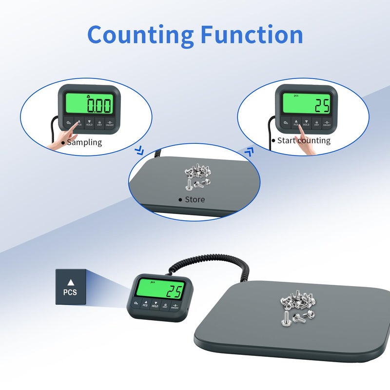 UNIWEIGH Shipping Scale, 440lb Digital Heavy Duty Postal Scale, Steel Platform Postage Scale with Hold/Tare/LCD Display,Large Scale for Packages,Luggage,Small Business and Home - Image 5