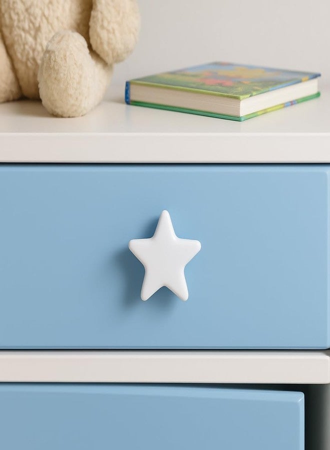 Indian-Shelf IndianShelf White Star Cabinet Knobs (2 Inch) - Ceramic Decorative Drawer Pulls for Kids Room, Nursery, Dresser & Cupboard Handles - Pack of 1 - Image 1