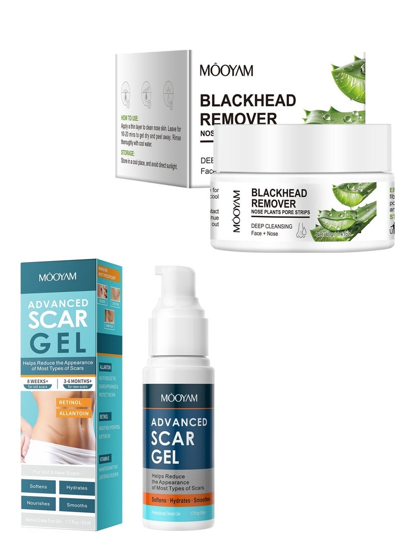 موويام جل متطور لإزالة الندبات وشرائط تنظيف مسام الأنف للوجه والجسم لعلاج إزالة الندبات وإزالة الرؤوس السوداء والتنظيف العميق لعلامات التمدد الناتجة عن الولادة القيصرية والعناية بالمسام - Image 1