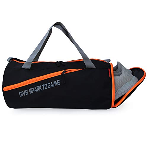 SFANE Men & Women Polyester Spark Orange Gym Bag/Duffle Bag/Sports Bag/Shoulder Bag/Sports Bags/Gym Bags for Men & Women with Shoe Compartment - Image 2