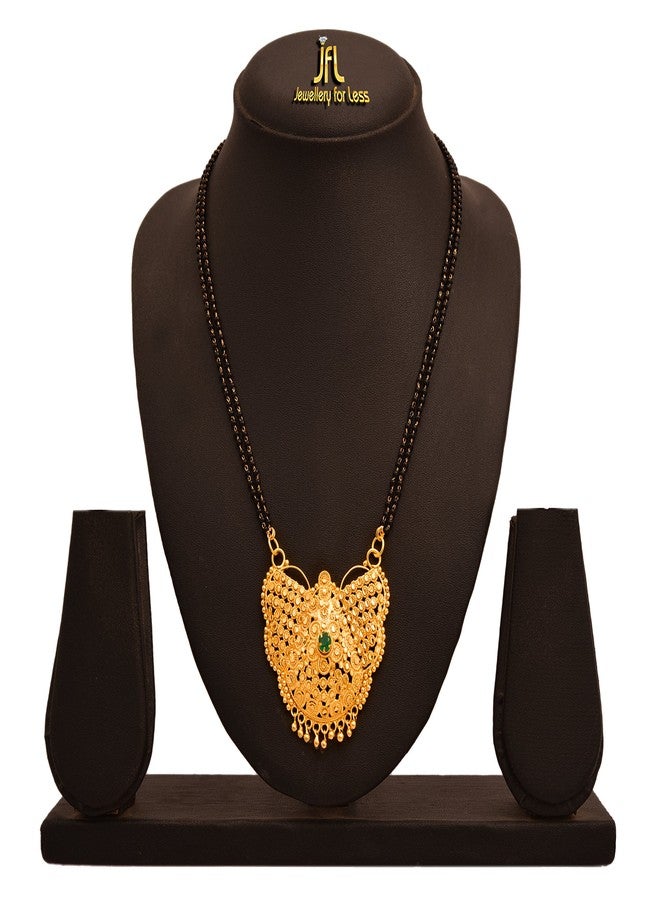 JFL - Jewellery for Less Traditional Ethnic One Gram Gold Plated Design Mangalsutra With Double Black Beaded Chain For Women,Valentine - Image 2