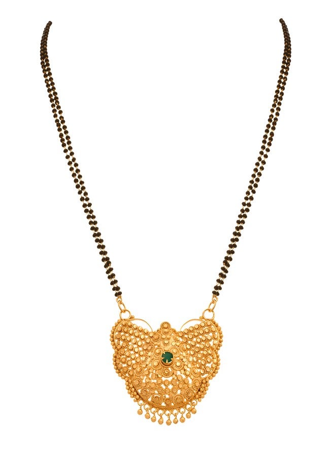 JFL - Jewellery for Less Traditional Ethnic One Gram Gold Plated Design Mangalsutra With Double Black Beaded Chain For Women,Valentine - Image 1
