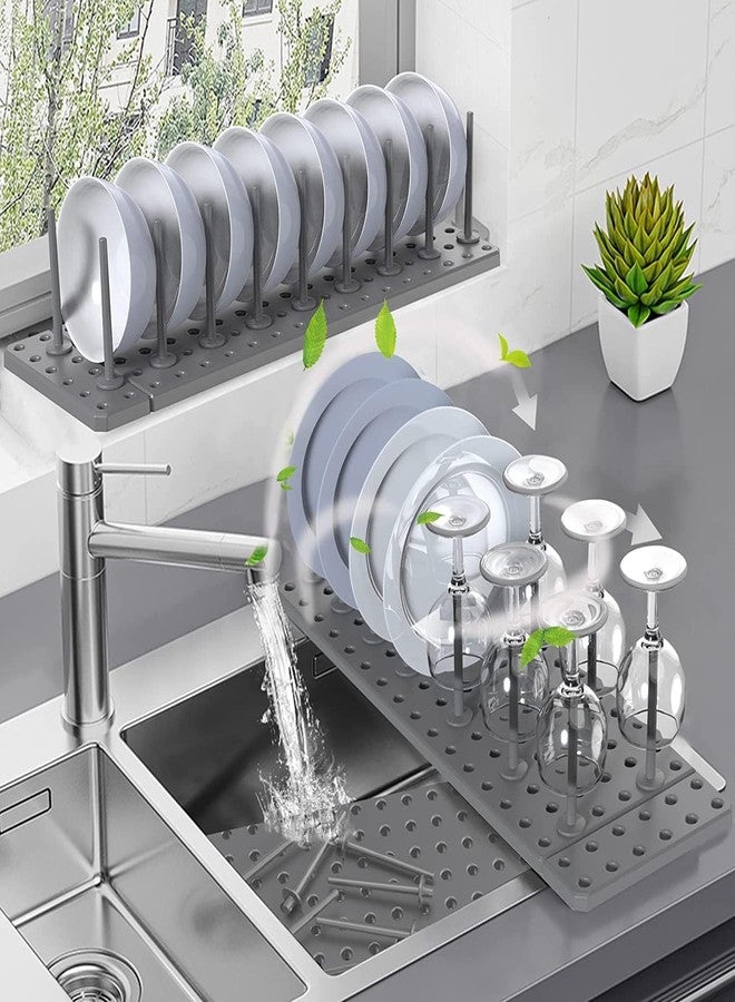 HELLYZ Kitchen Drawer Organizer Set of 2 | Adjustable Cupboard Rack Storage Tray for Cookware, Serveware & Utensils | Multi-Purpose Cabinet Shelf, Bowl & Plate Holder (Multicolor) - Image 2
