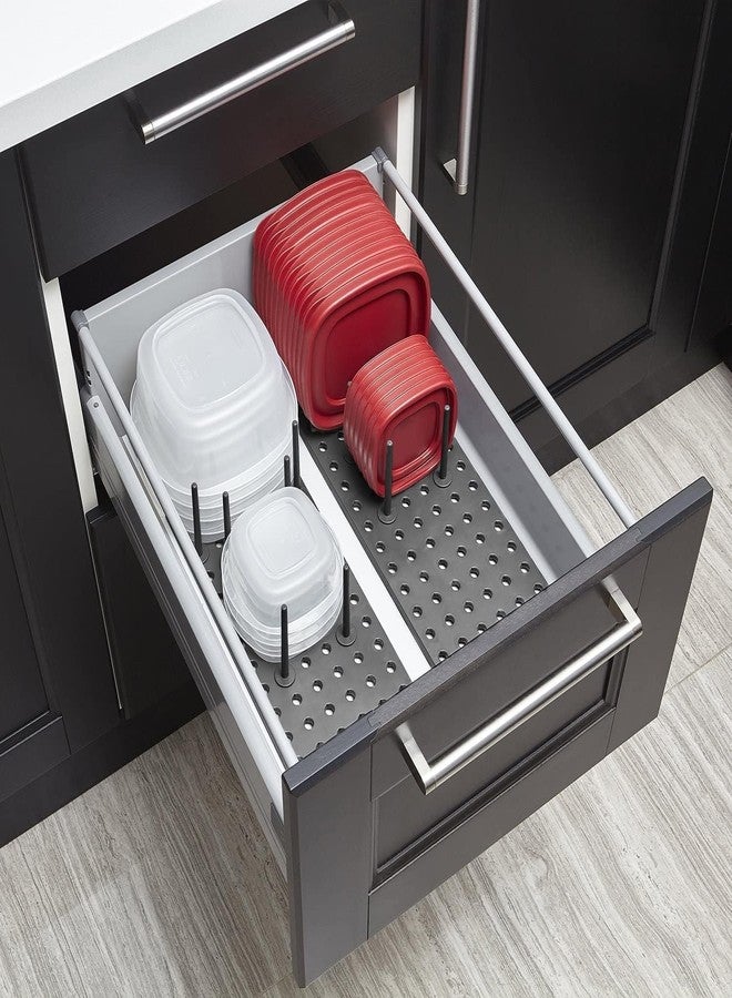 HELLYZ Kitchen Drawer Organizer Set of 2 | Adjustable Cupboard Rack Storage Tray for Cookware, Serveware & Utensils | Multi-Purpose Cabinet Shelf, Bowl & Plate Holder (Multicolor) - Image 5