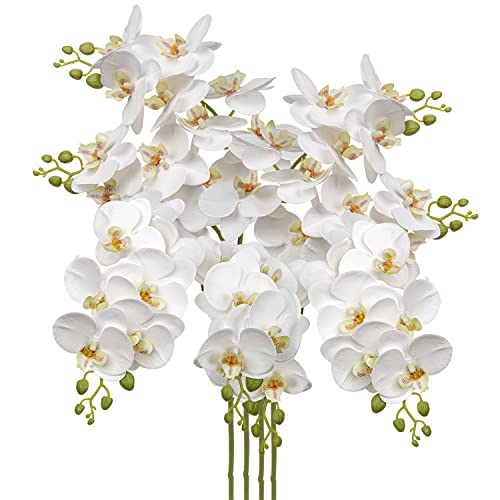 DILATATA 30 Inch White Orchids Artificial Flowers Real Touch Phalaenopsis Spray Artificial Orchid Stems with 12 Orchid Flowers Fake Phalaenopsis Tall Faux Flowers Arrangement for Home Decor Party Wedding Decor - Image 1