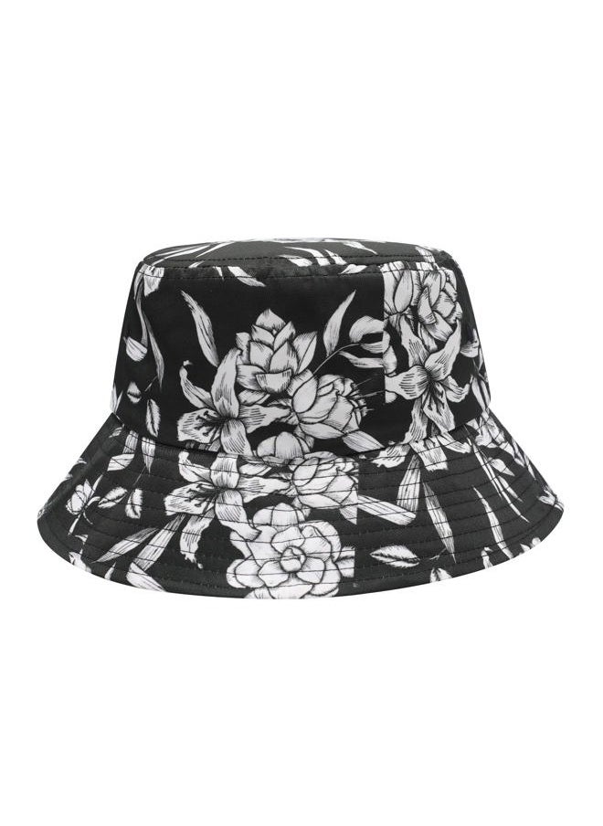 ZLYC Unisex Cute Animal Print Travel Bucket Hat Summer Fisherman Cap (Black and White Flowers)  - Image 3