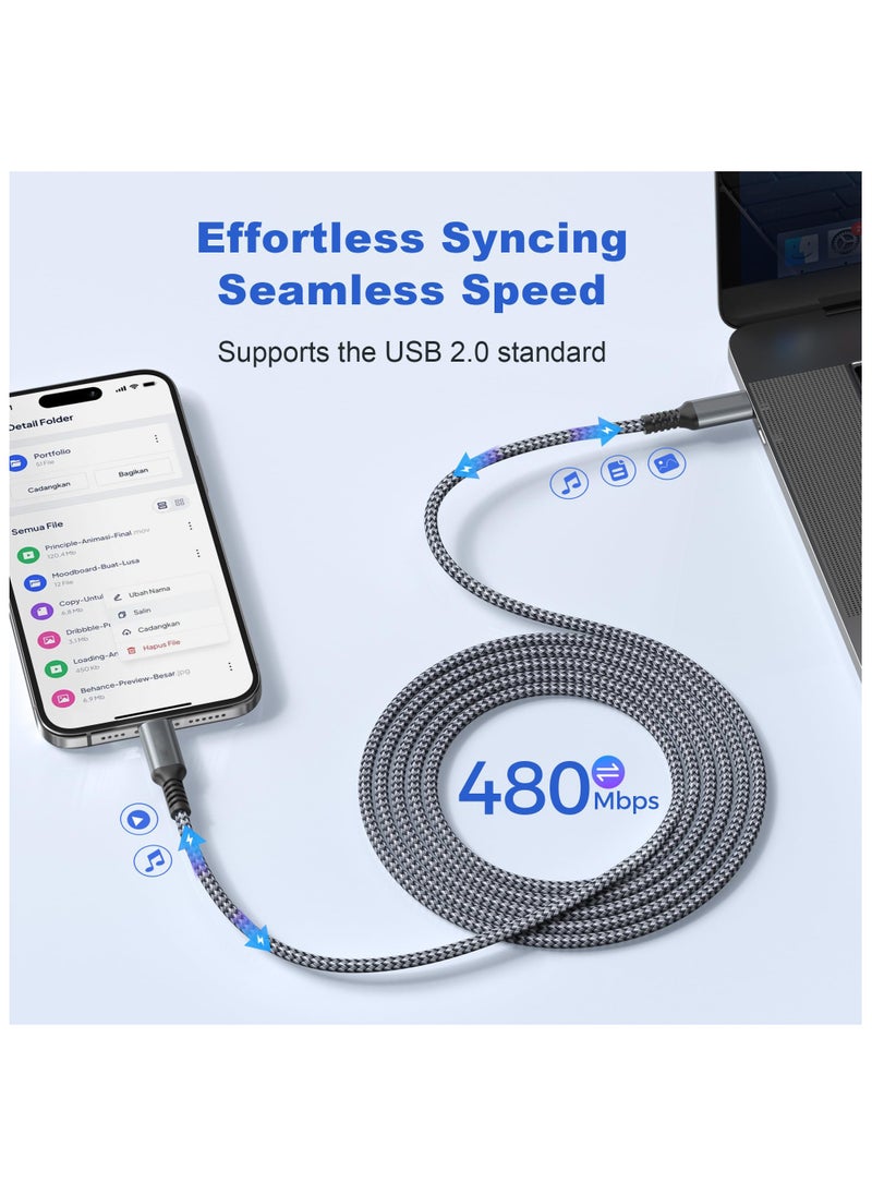 iPhone 16 15 Pro Max Charger Cable 10FT,100W USB C to Type C Cable with USB Adapter,Fast Car Charging Power Cord for iPad 10th Air 4th 5th Mini 7th 6th Generation,Samsung Galaxy S24 S23 S22