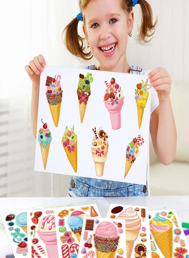 Ozepao 32 Sheets Ice Cream Stickers for Kids, Make a Face Stickers for Party Decorations, Party Favors Craft Supplies - Image 3