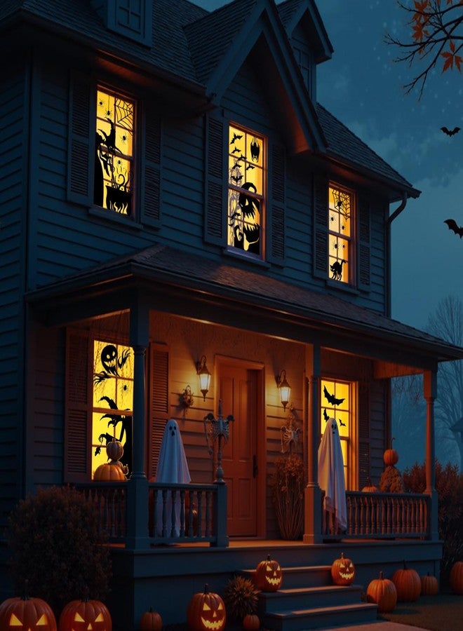 PPRAFDD Large Halloween Window Clings Scary Witch Giant Spooky Monster Silhouette Decorations Stickers for Window, 4 Sheets - Image 4