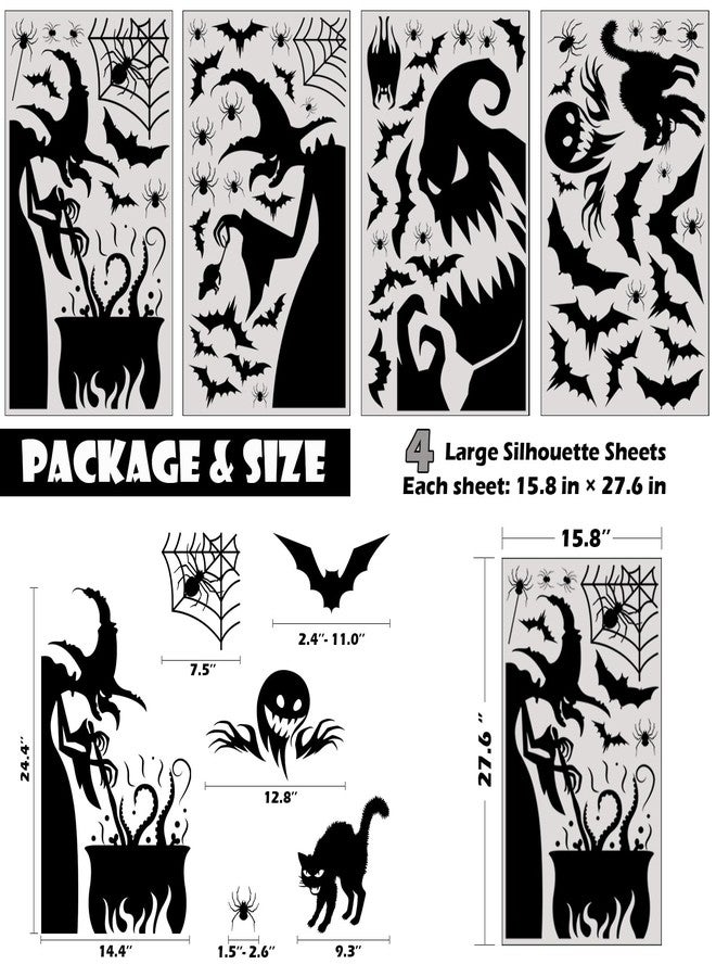 PPRAFDD Large Halloween Window Clings Scary Witch Giant Spooky Monster Silhouette Decorations Stickers for Window, 4 Sheets - Image 3
