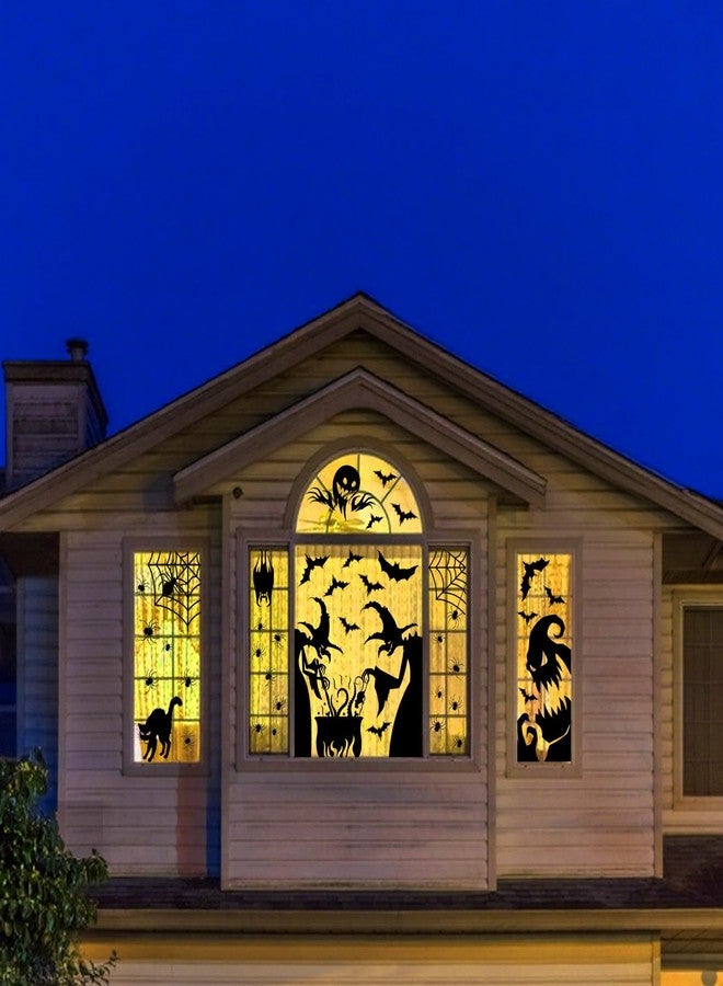 PPRAFDD Large Halloween Window Clings Scary Witch Giant Spooky Monster Silhouette Decorations Stickers for Window, 4 Sheets - Image 2