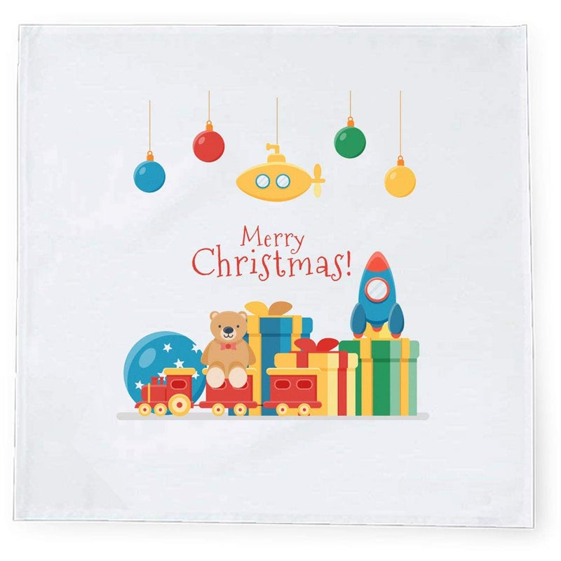 Khakee 6 Pcs Christmas Theme Tafta Silk Table Napkins 10x 10 for Xmas Decoration Christmas OrnamentsChristmas Gift npxmas134P - Image 2