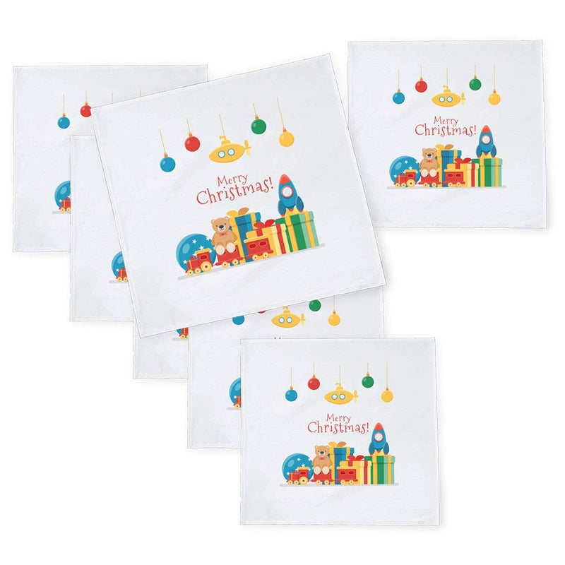 Khakee 6 Pcs Christmas Theme Tafta Silk Table Napkins 10x 10 for Xmas Decoration Christmas OrnamentsChristmas Gift npxmas134P - Image 1