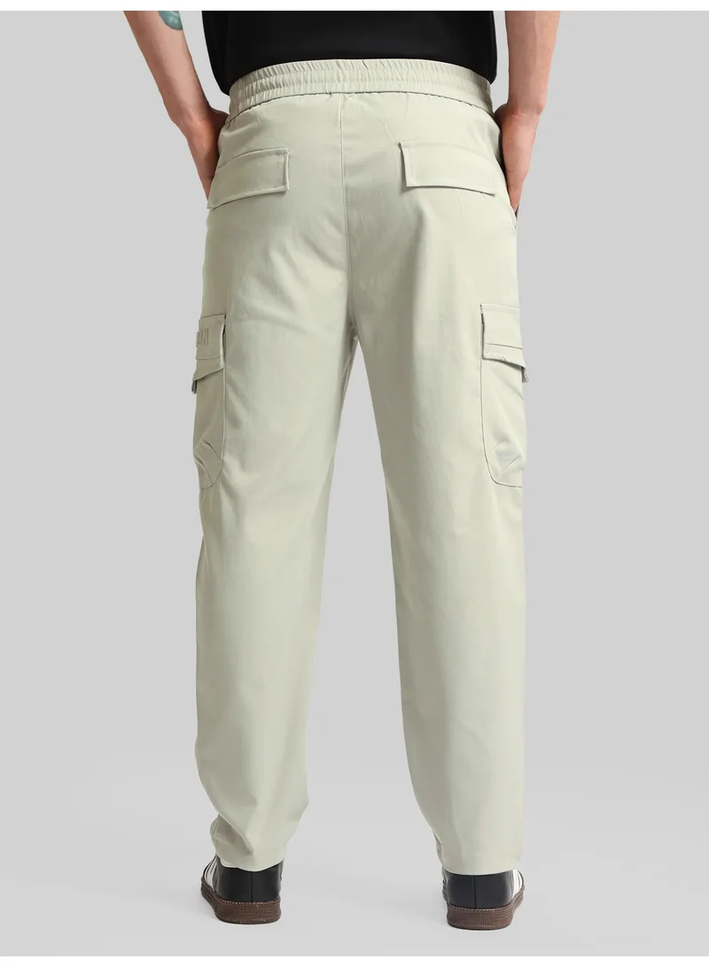 Maniac  Maniac Mens Emboassed Pocket Grey Cotton Blend Baggy Cargo Pant for Men | Best Price UAE