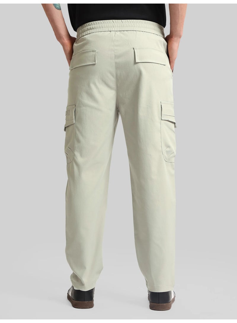 Maniac Mens Emboassed Pocket Grey Cotton Blend Baggy Cargo Pant - Image 5