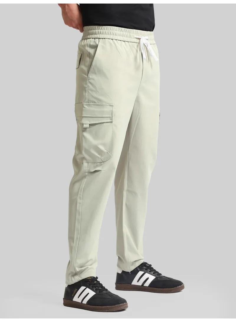 Maniac  Maniac Mens Emboassed Pocket Grey Cotton Blend Baggy Cargo Pant for Men | Best Price UAE