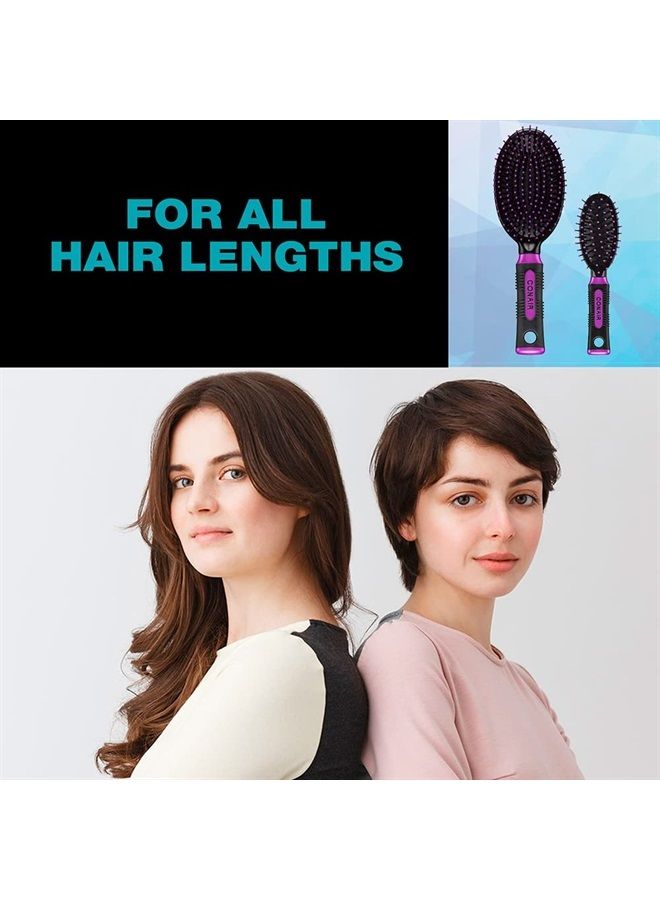 CONAIR Salon Results Hairbrush, 1 Travel Hairbrush and 1 Full-Sized Brush Included, Hairbrushes for Women and Men, Color May Vary, 2 Pack - Image 4