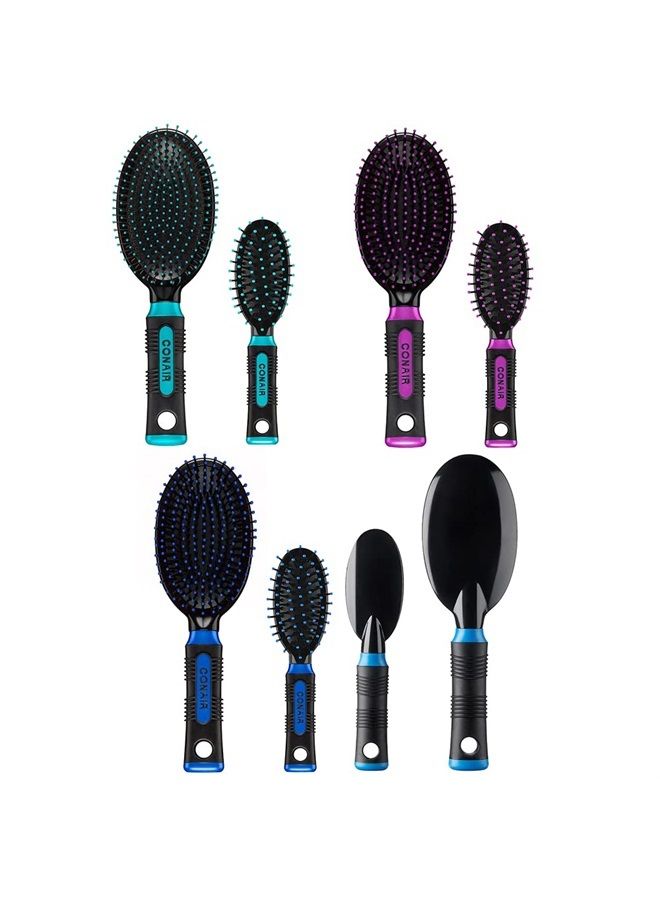CONAIR Salon Results Hairbrush, 1 Travel Hairbrush and 1 Full-Sized Brush Included, Hairbrushes for Women and Men, Color May Vary, 2 Pack - Image 1