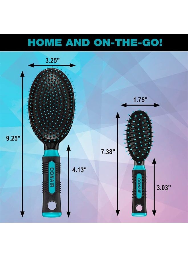 CONAIR Salon Results Hairbrush, 1 Travel Hairbrush and 1 Full-Sized Brush Included, Hairbrushes for Women and Men, Color May Vary, 2 Pack - Image 5