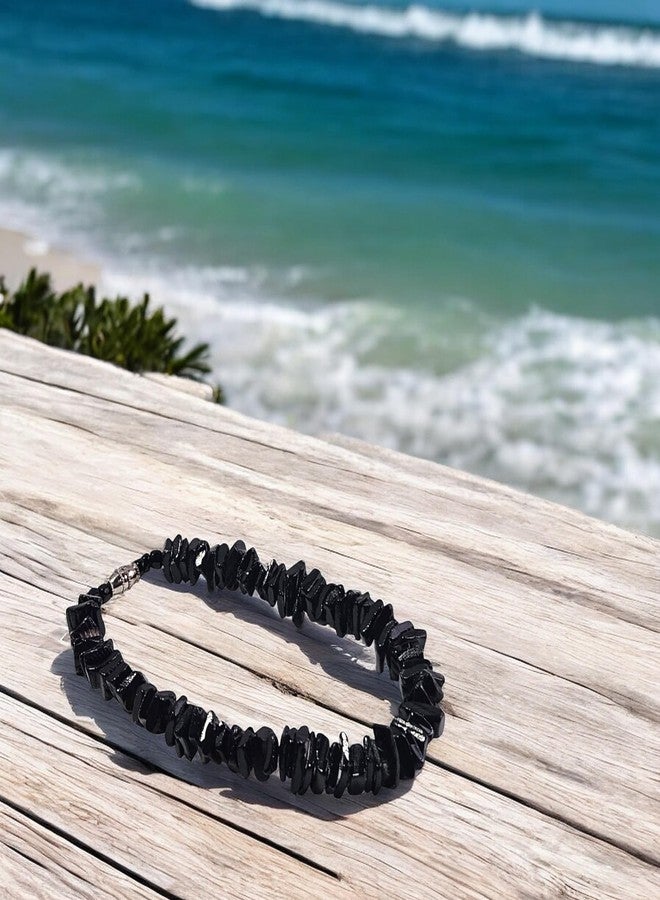 BlueRica Black Puka Shell Chips Necklace & Anklet Set - Image 3