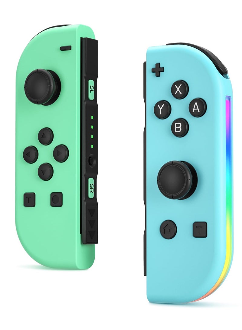 Joy Cons Wireless Controller for Nintendo Switch, Replacement for Switch Joypad with RGB Light, Joystick Support Double Vibration/Wake-up/Screenshot (Blue Green) - Image 1