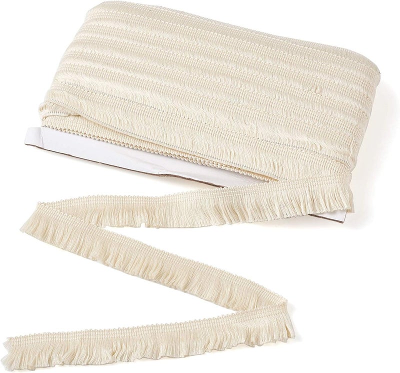 Mega Pet MegaPet Polyester Fringe Tassel Lace Trim 1 Inch x 82 Feet Chainette Fringe Fibre Trim Linen for Sewing Quilting Clothes Accessories Lampshade Curtain Home Decoration - Image 1