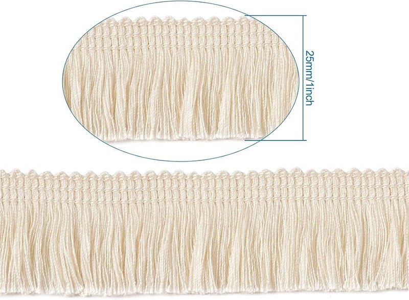 Mega Pet MegaPet Polyester Fringe Tassel Lace Trim 1 Inch x 82 Feet Chainette Fringe Fibre Trim Linen for Sewing Quilting Clothes Accessories Lampshade Curtain Home Decoration - Image 2