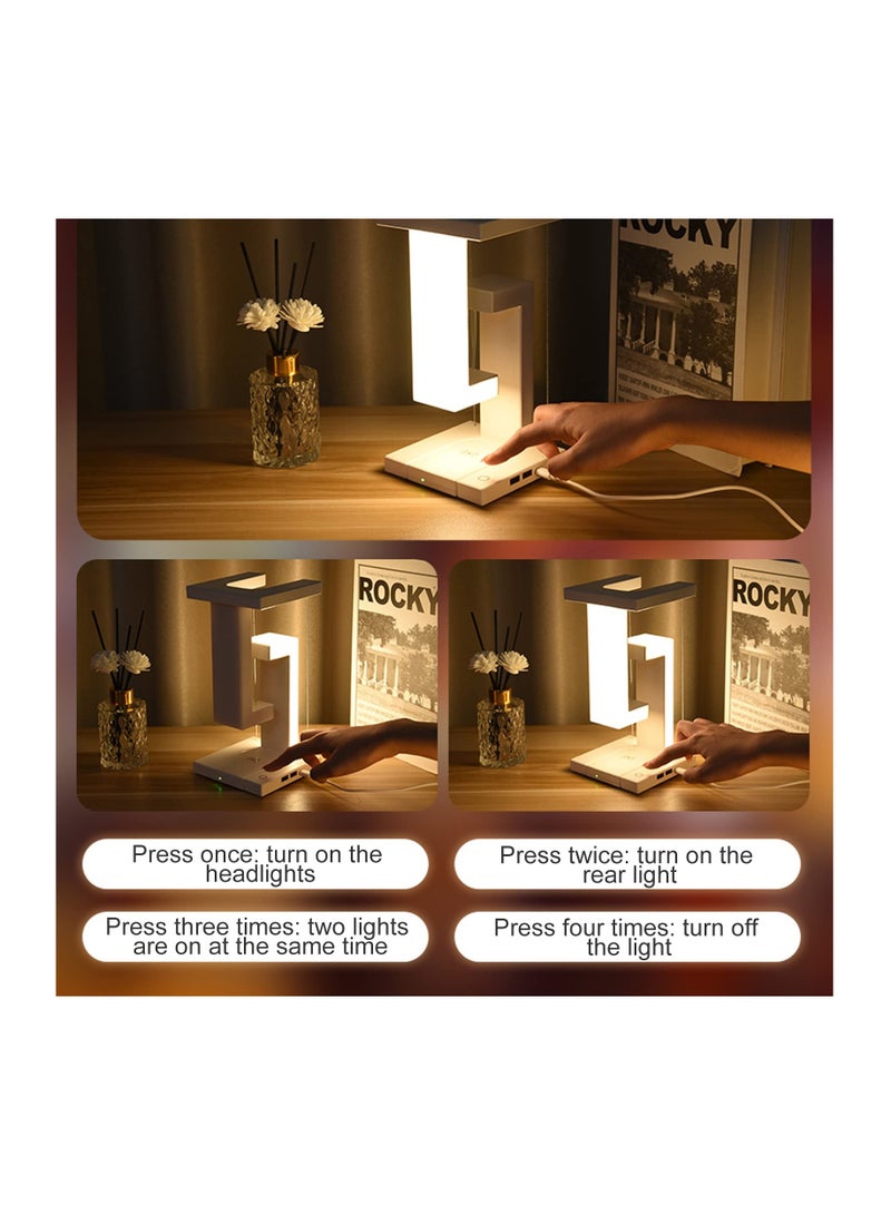 Excefore Touch Control Bedside Table Lamps with USB Port, Modern Floating Nightstand Lamp with 10W Fast Wireless Charger, 3-Way Dimmable LED Smart Night Light Lamp for Bedroom Table Living Room Decor - Image 4
