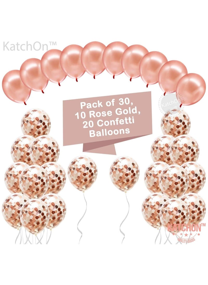 KATCHON Rose Gold Latex and Confetti Balloons Set Pack of 30 for Party Decoration  - Image 5