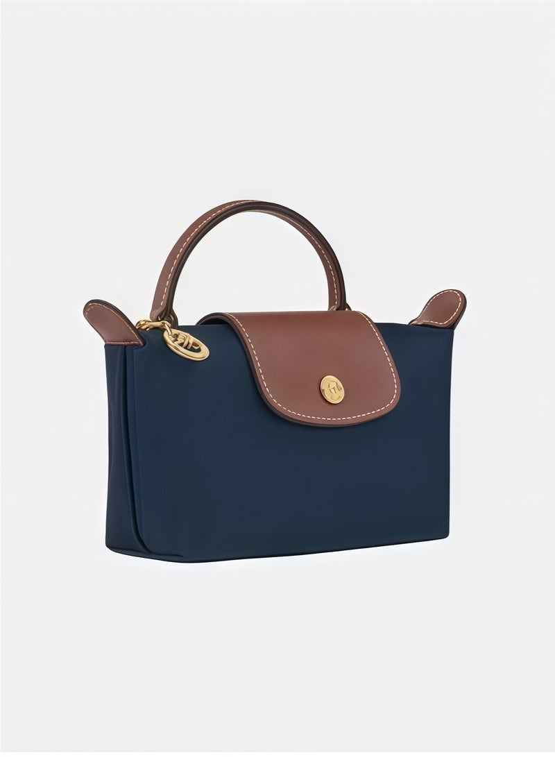 Longchamp Women’s Camera Shoulder Bag | Large Capacity Tote | Recycled Polyamide Canvas | Leather Trim | Zip Closure | 28cm Navy S - Image 2