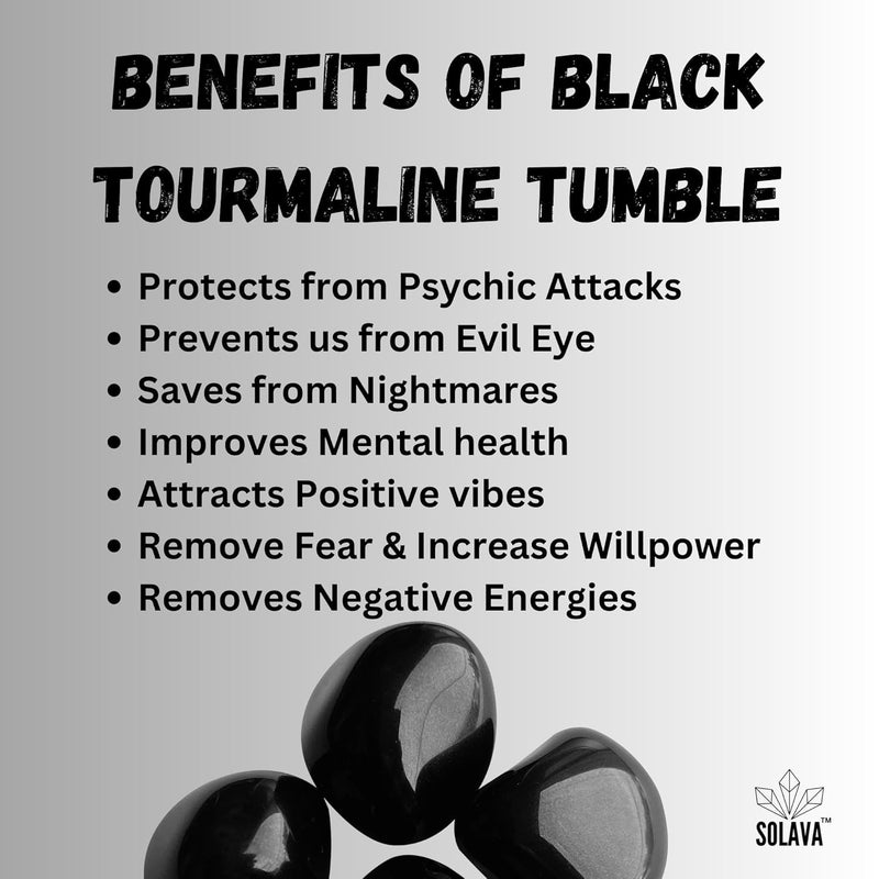 SOLAVA Original Black Tourmaline Stone Tumble Natural Black Crystal Stones Tumble for Healing Feng Shui Vastu correction Protection Manifestation and Meditation 4 Piece - Image 3