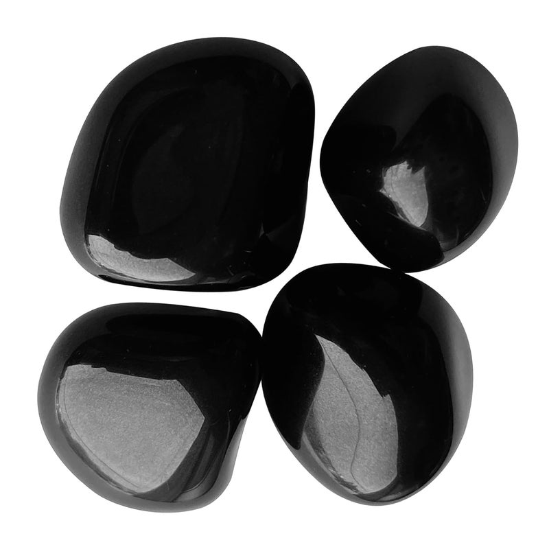 SOLAVA Original Black Tourmaline Stone Tumble Natural Black Crystal Stones Tumble for Healing Feng Shui Vastu correction Protection Manifestation and Meditation 4 Piece - Image 1