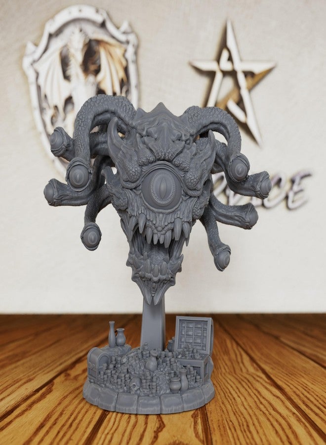 AUSPDICE 32mm Scale Fantasy Miniature Figurine for Dungeon Masters and RPG Gift, Unpainted Resin Monster with Treasure Base for TTRPG- Ideal for DND Miniatures & Tabletop RPG Game -Beholder(AS403) - Image 1