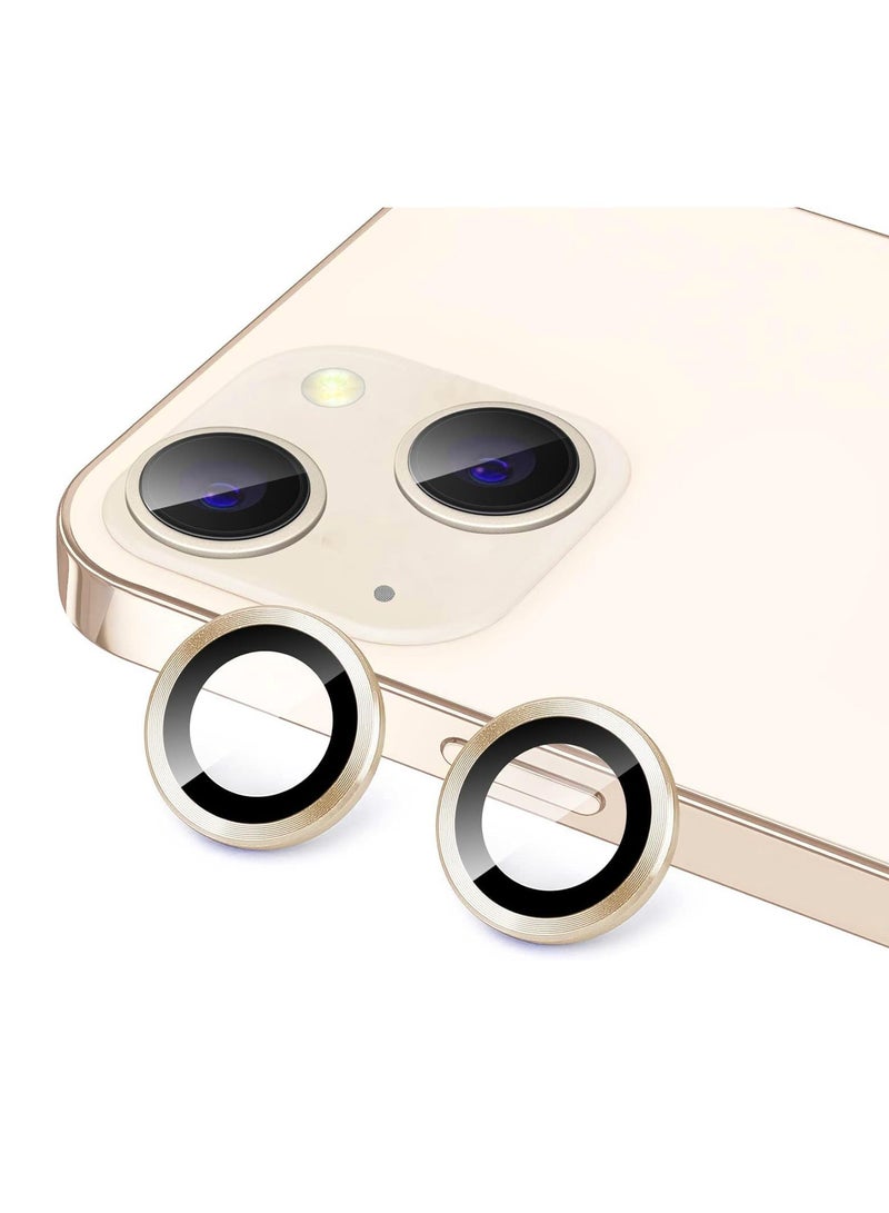 DUSALA Camera Lens Protector for iPhone 14 6.1-Inch and iPhone 14 Plus 6.7-Inch, 9H Tempered Glass Metal Individual Ring Cover, HD Clear, 1 Set (Gold) - Image 3