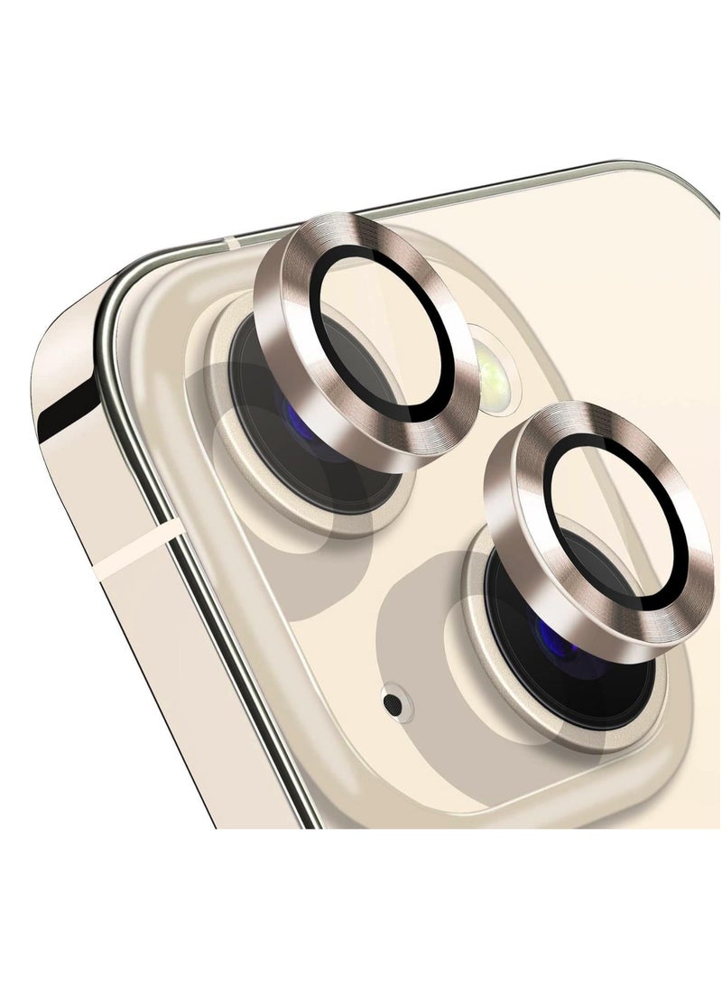 DUSALA Camera Lens Protector for iPhone 14 6.1-Inch and iPhone 14 Plus 6.7-Inch, 9H Tempered Glass Metal Individual Ring Cover, HD Clear, 1 Set (Gold) - Image 4