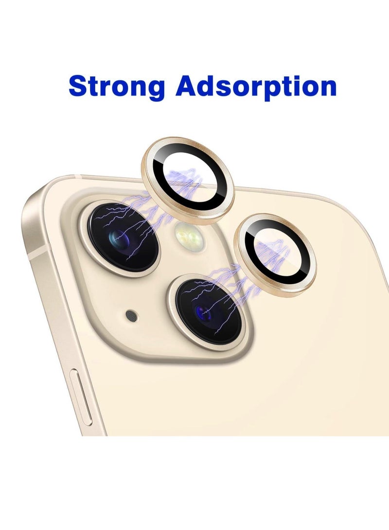 DUSALA Camera Lens Protector for iPhone 14 6.1-Inch and iPhone 14 Plus 6.7-Inch, 9H Tempered Glass Metal Individual Ring Cover, HD Clear, 1 Set (Gold) - Image 5