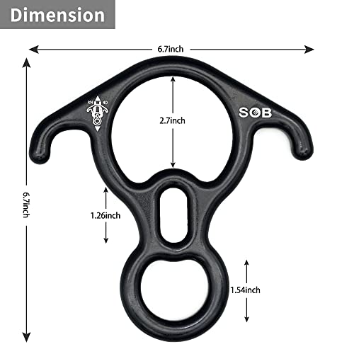 SOB 40KN Rescue Figure 8 Descender Belay Rappel Equipment Belay Rock Climbing Rigging Plate 7075 Aluminum Alloy for Climbing Belaying Rappelling Device, Black - Image 5